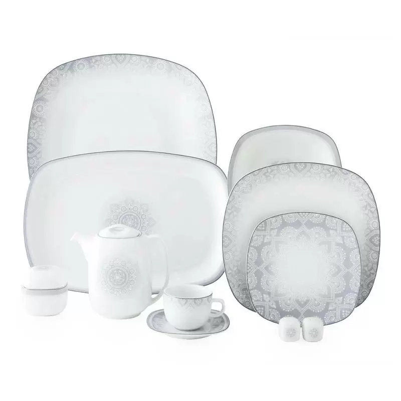 سرویس 98 پارچه چینی زرین-کواترو(مربع)-12 نفره-ادلین طوسی-درجه عالی کد: 023141